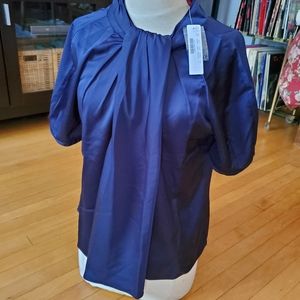 J Crew *W TAGS* Navy (saffron satin) blouse small